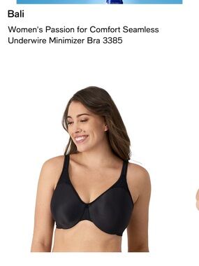 3 pack of Bali Black Seamless Underwire Minimizer Bra